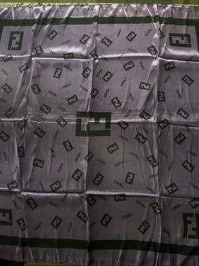 Fendi Lilac and Black Monogram Silk Scarf